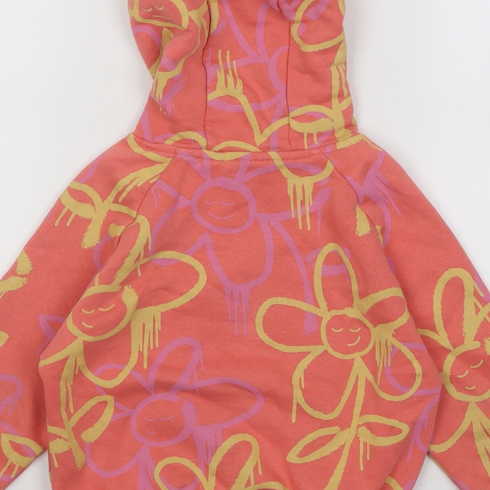 NEXT Girls Orange Geometric Cotton Pullover Hoodie Size 4 Years Pullover