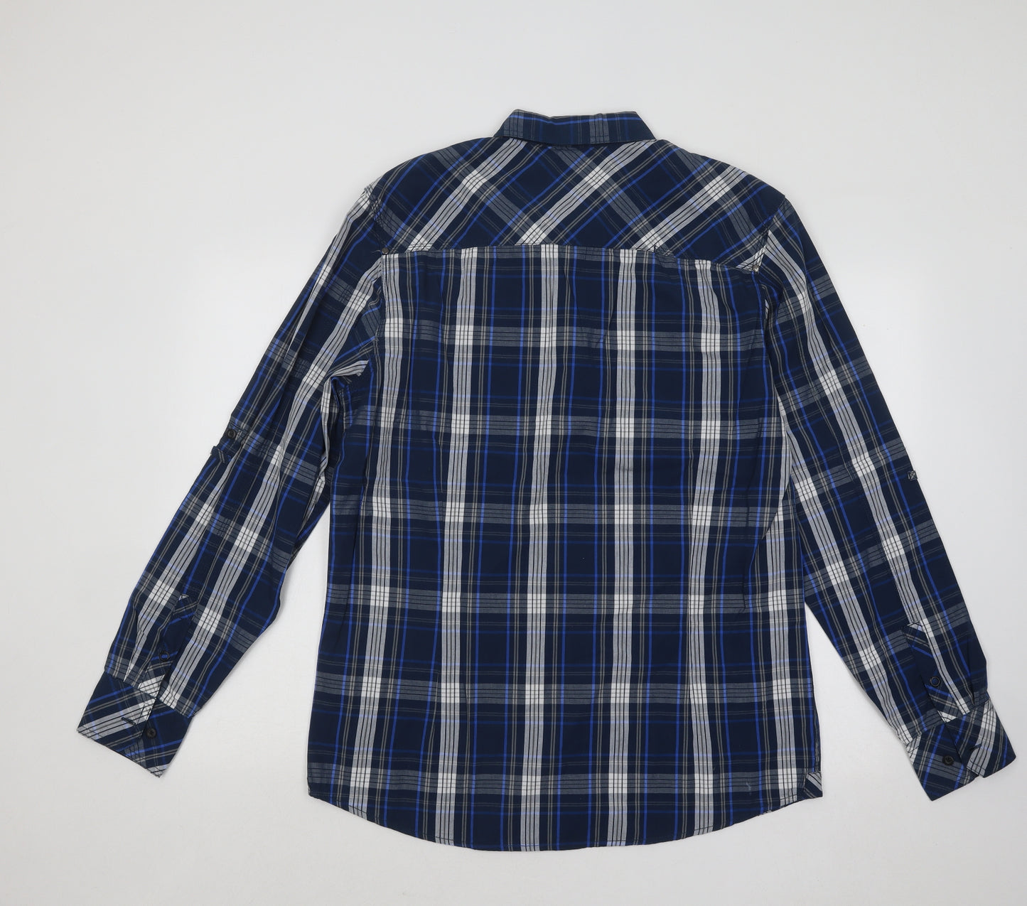 DNM Dissident Mens Blue Plaid Cotton Button-Up Size L Collared Button