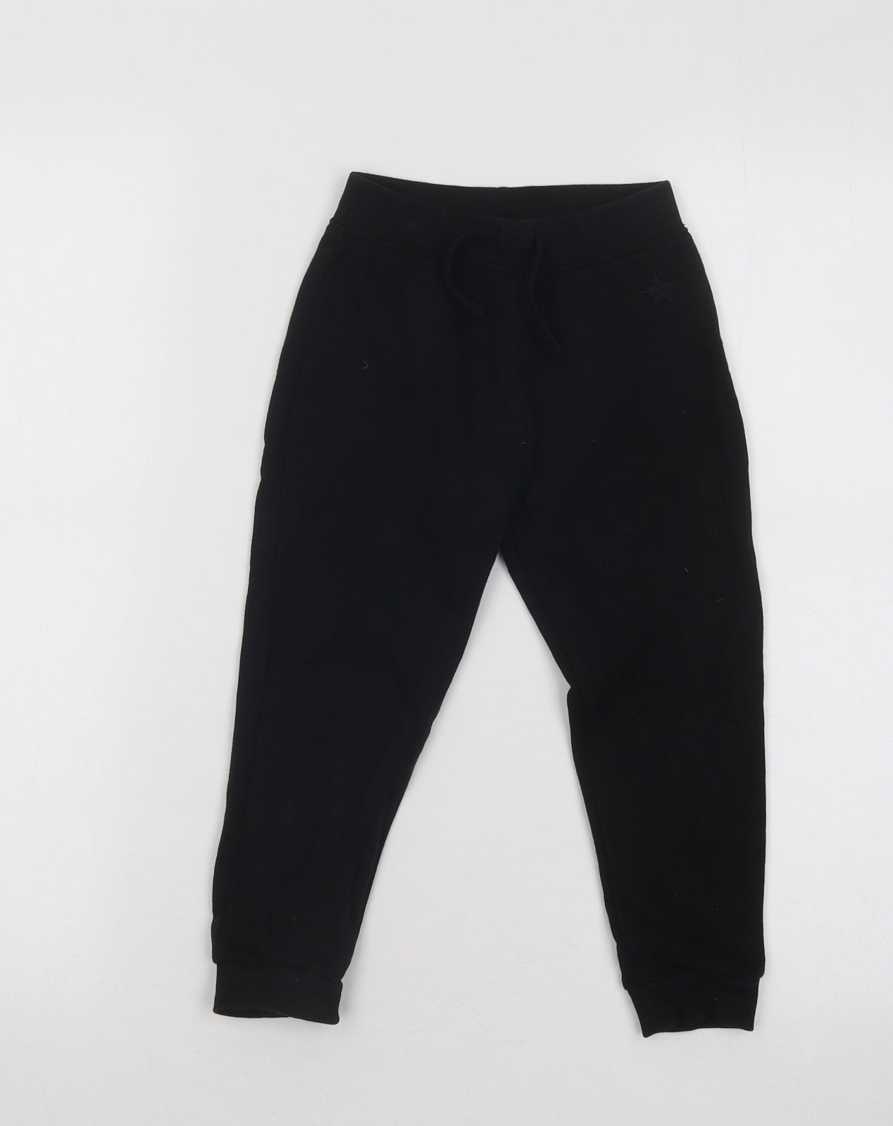 Dunnes Stores Boys Black Cotton Jogger Trousers Size 3-4 Years Regular Drawstring - Star