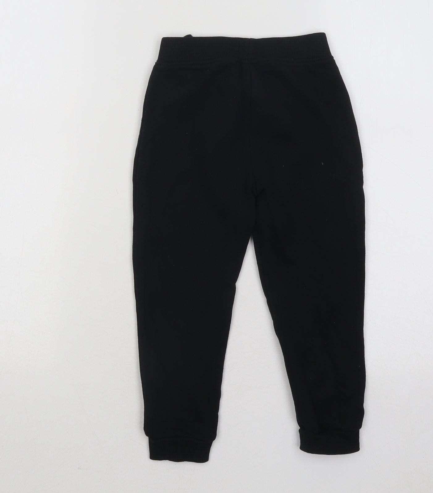 Dunnes Stores Boys Black Cotton Jogger Trousers Size 3-4 Years Regular Drawstring - Star