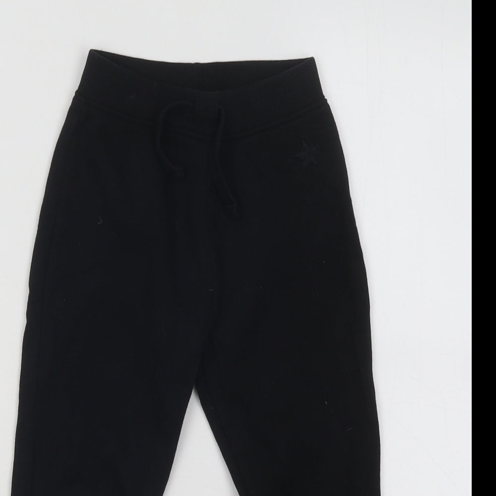 Dunnes Stores Boys Black Cotton Jogger Trousers Size 3-4 Years Regular Drawstring - Star