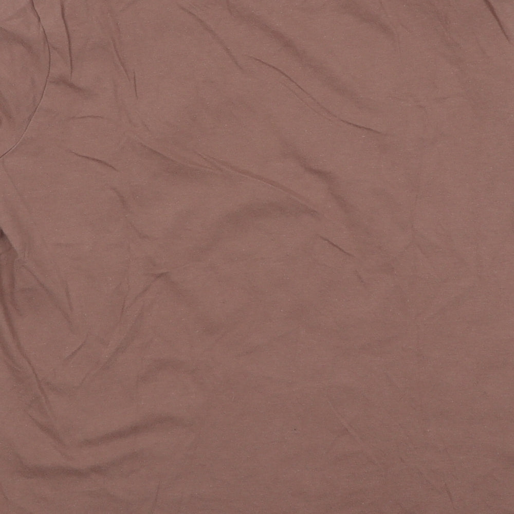 Primark Womens Brown Cotton Basic T-Shirt Size 6 Round Neck - Los Angeles