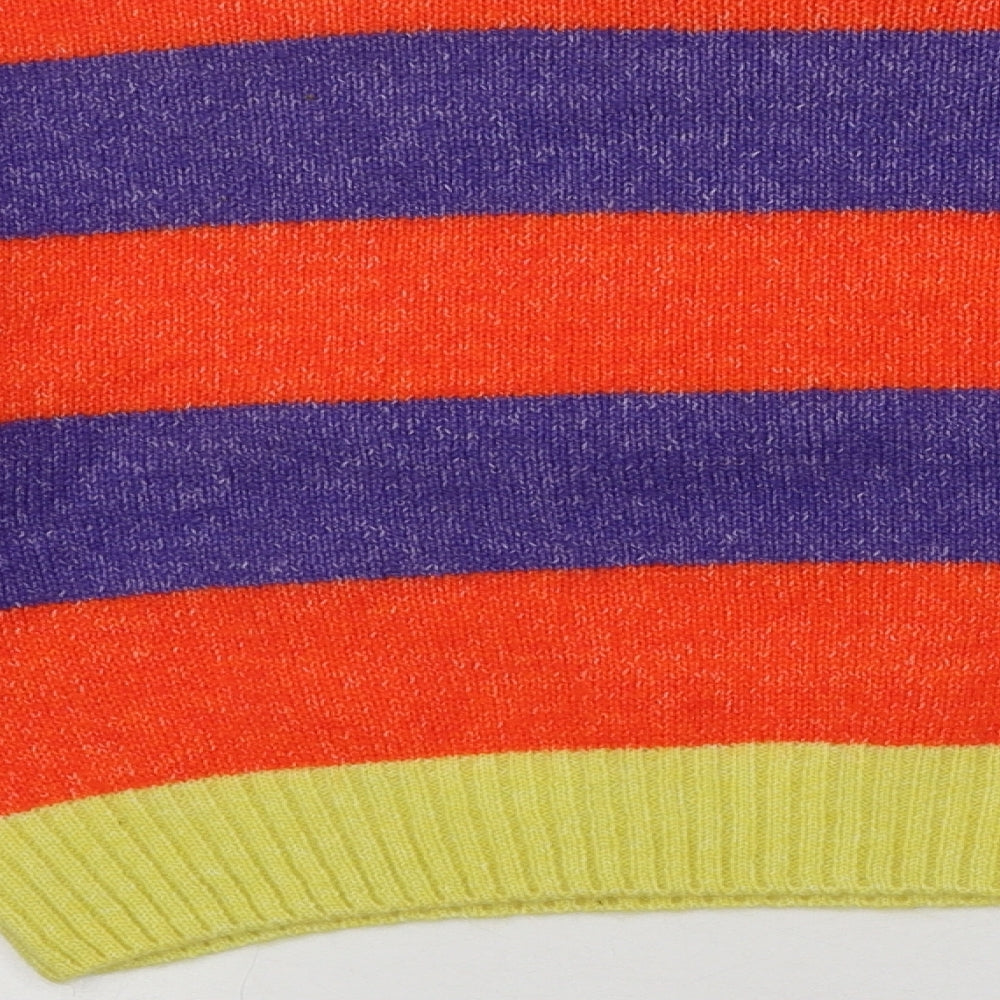 Primark Womens Multicoloured Round Neck Striped Acrylic Pullover Jumper Size 10