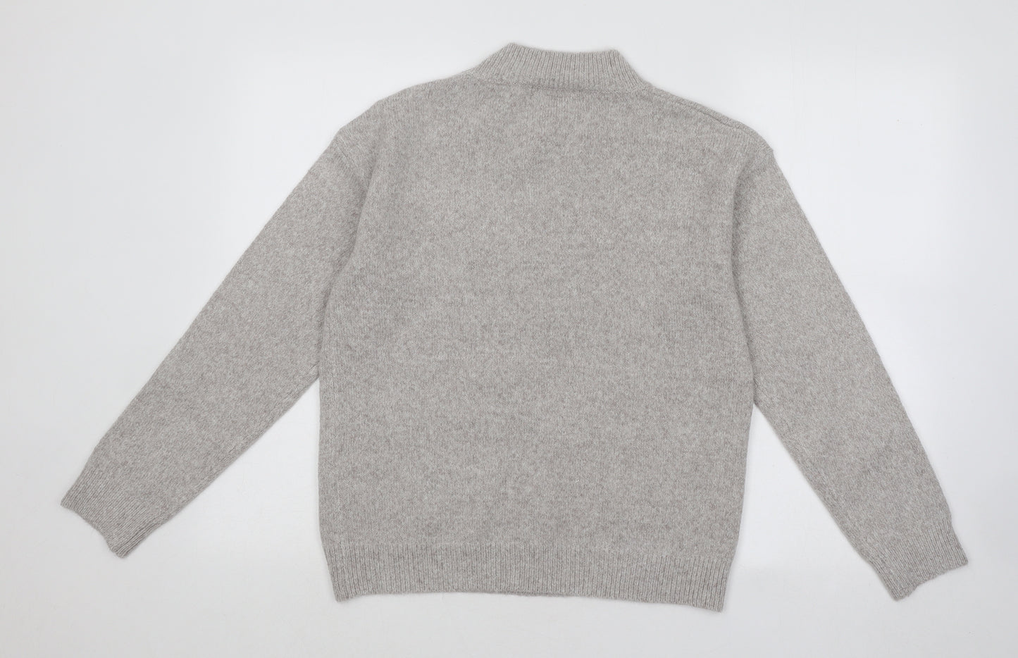Studio Womens Grey Mock Neck Geometric Polyester Pullover Jumper Size 10