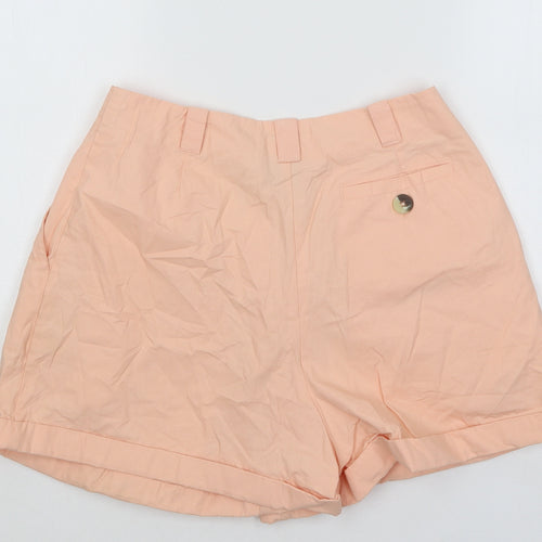ASOS Womens Orange Cotton Hot Pants Shorts Size 10 Regular Button