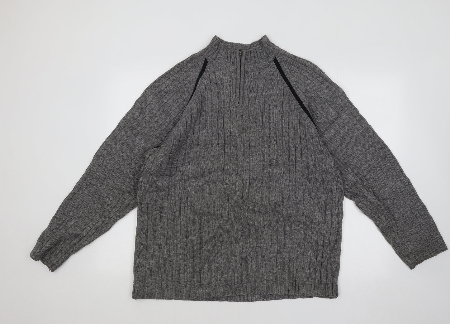 Cedar Wood State Mens Grey Mock Neck Cotton Pullover Jumper Size XL