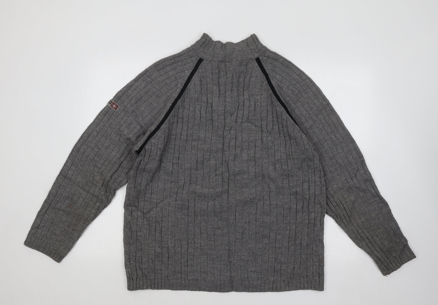 Cedar Wood State Mens Grey Mock Neck Cotton Pullover Jumper Size XL