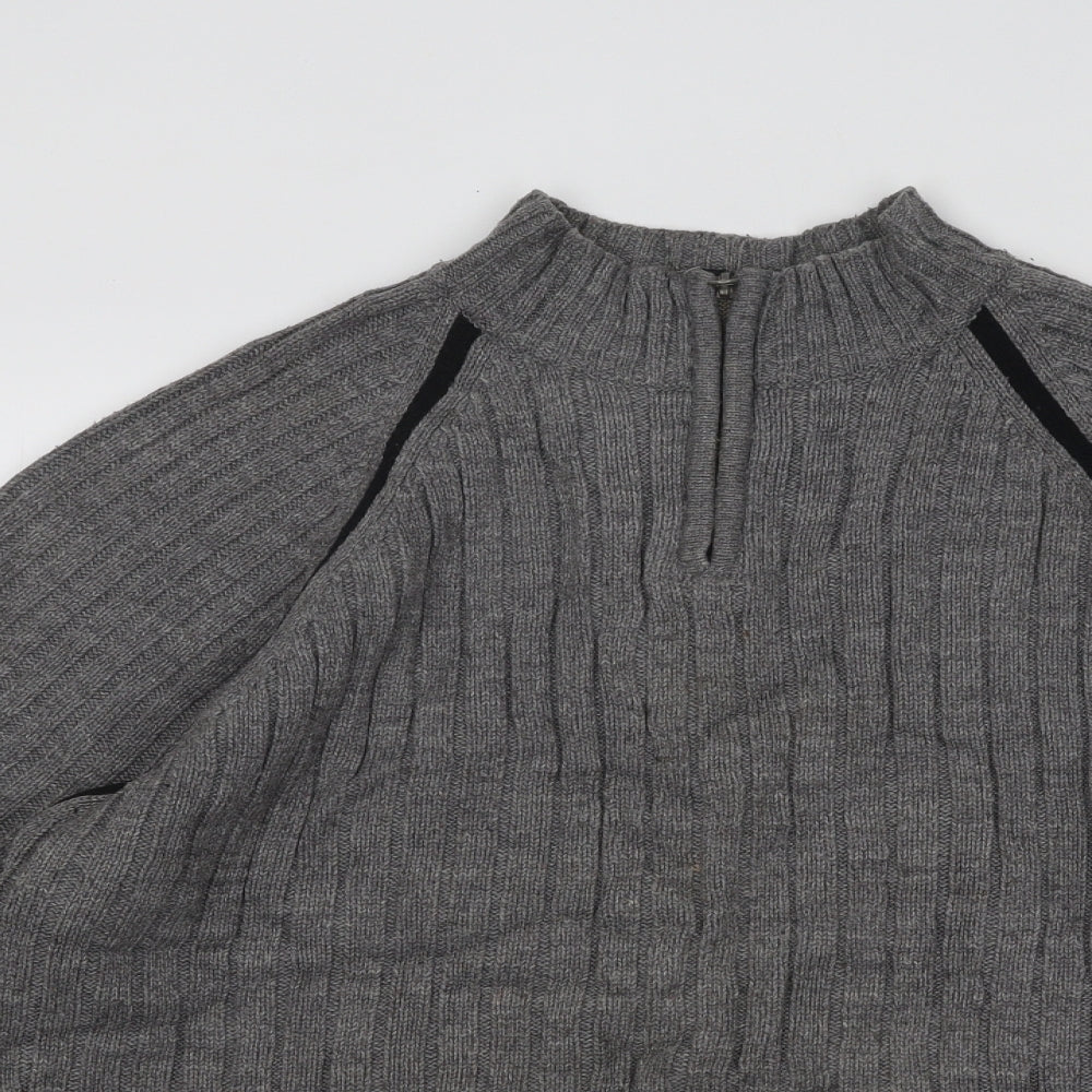 Cedar Wood State Mens Grey Mock Neck Cotton Pullover Jumper Size XL