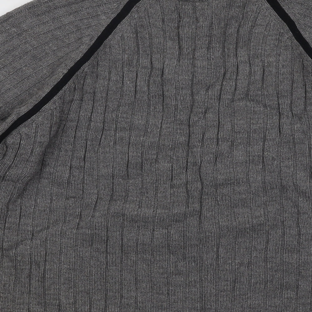 Cedar Wood State Mens Grey Mock Neck Cotton Pullover Jumper Size XL