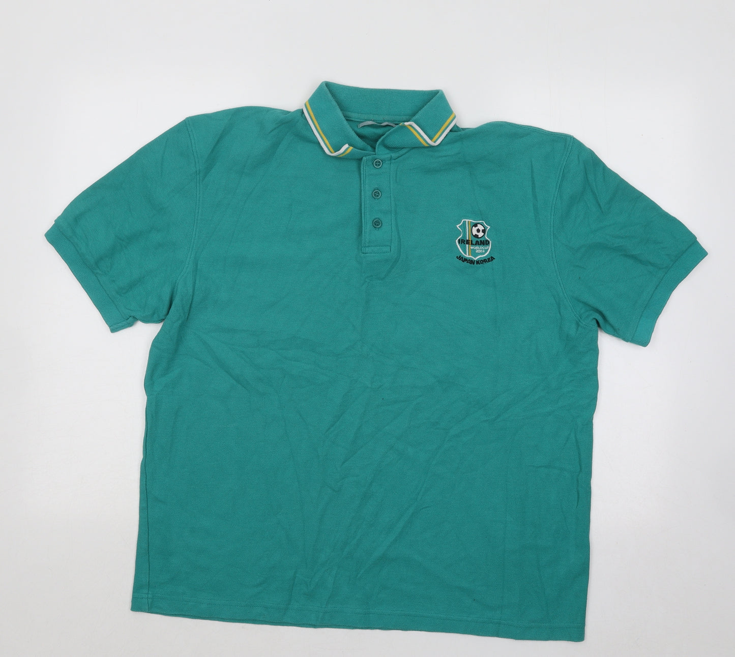 Leisure Wear Mens Green Cotton Polo Size L Collared Button - Ireland