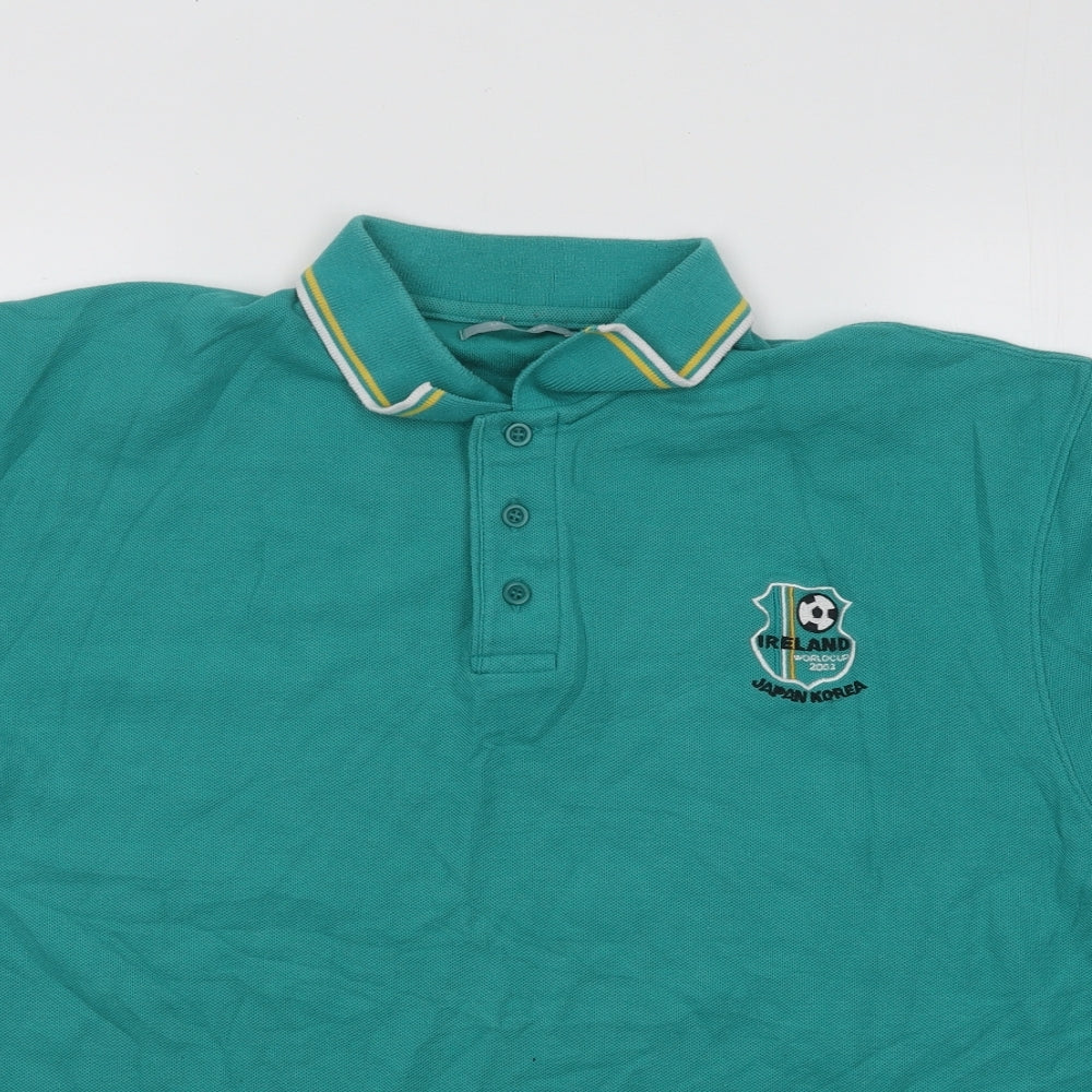 Leisure Wear Mens Green Cotton Polo Size L Collared Button - Ireland