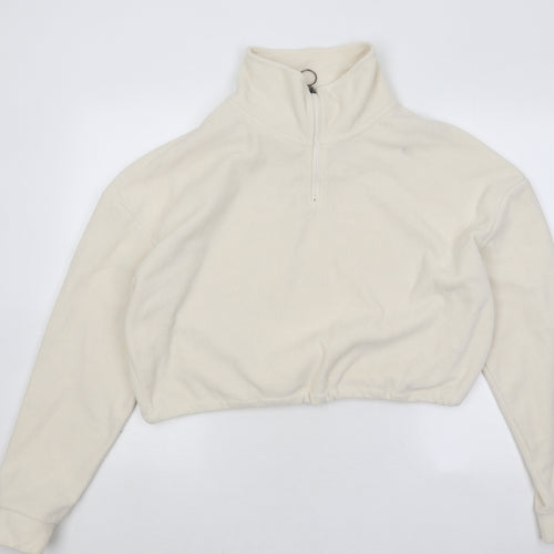 Brave Soul Womens Beige Polyester Pullover Sweatshirt Size L Zip