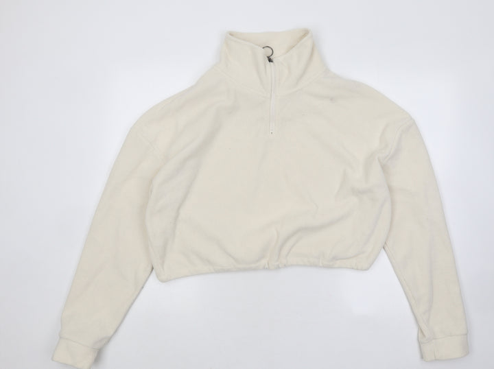 Brave Soul Womens Beige Polyester Pullover Sweatshirt Size L Zip