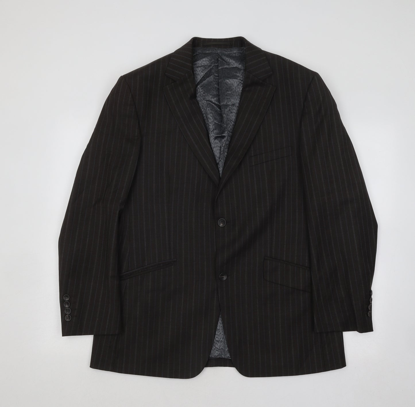 REMUS Mens Brown Striped Wool Jacket Suit Jacket Size 40