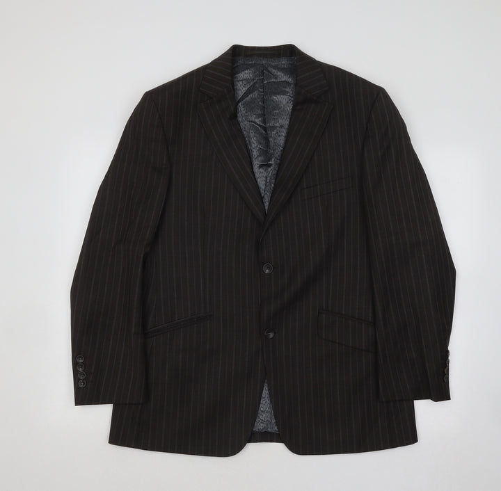 REMUS Mens Brown Striped Wool Jacket Suit Jacket Size 40