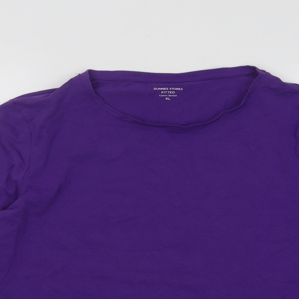 Dunnes Stores Mens Purple Cotton T-Shirt Size XL Round Neck
