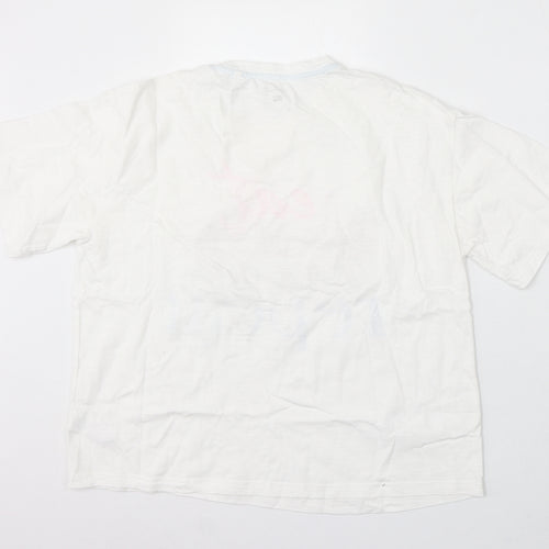F&F Womens White Cotton Basic T-Shirt Size 6 Round Neck - Eat Sleep Vacay Repeat