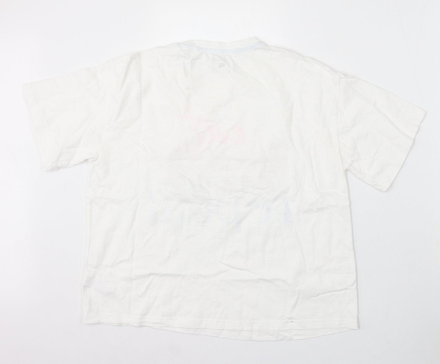 F&F Womens White Cotton Basic T-Shirt Size 6 Round Neck - Eat Sleep Vacay Repeat