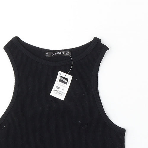 Dunnes Stores Womens Black Polyester Cropped Tank Size XS Round Neck
