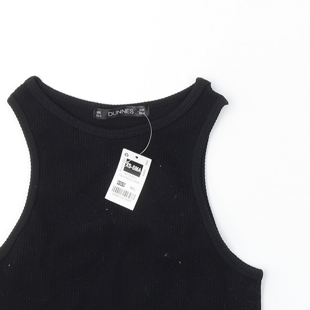 Dunnes Stores Womens Black Polyester Cropped Tank Size XS Round Neck