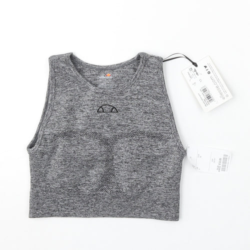 ellesse Womens Grey Polyester Cropped Tank Size 6 Round Neck Pullover