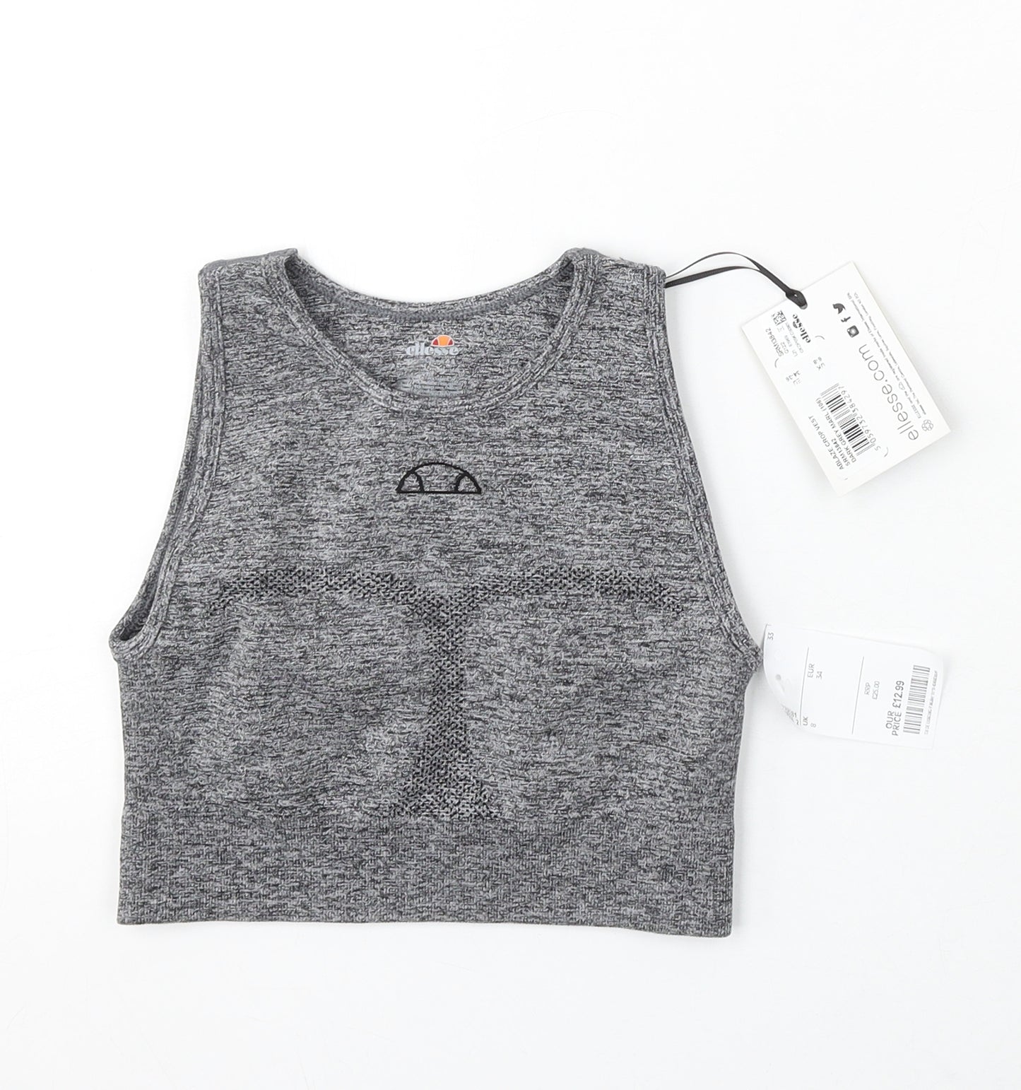 ellesse Womens Grey Polyester Cropped Tank Size 6 Round Neck Pullover