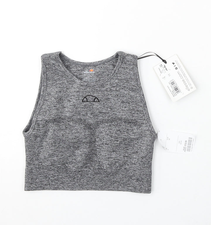 ellesse Womens Grey Polyester Cropped Tank Size 6 Round Neck Pullover
