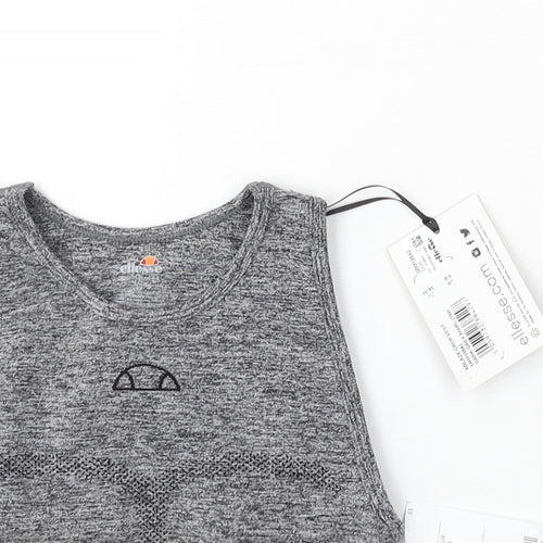 ellesse Womens Grey Polyester Cropped Tank Size 6 Round Neck Pullover
