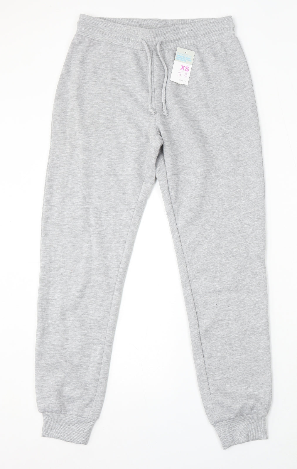 Primark Womens Grey Cotton Jogger Trousers Size 6 L30 in Regular Drawstring
