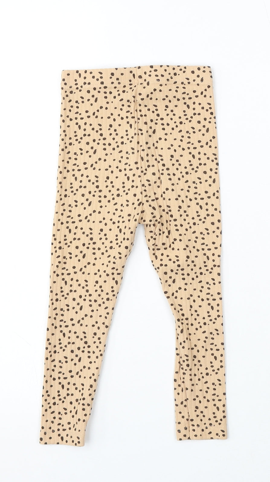 George Girls Beige Animal Print Cotton Jogger Trousers Size 2-3 Years Regular Pullover - Leggings