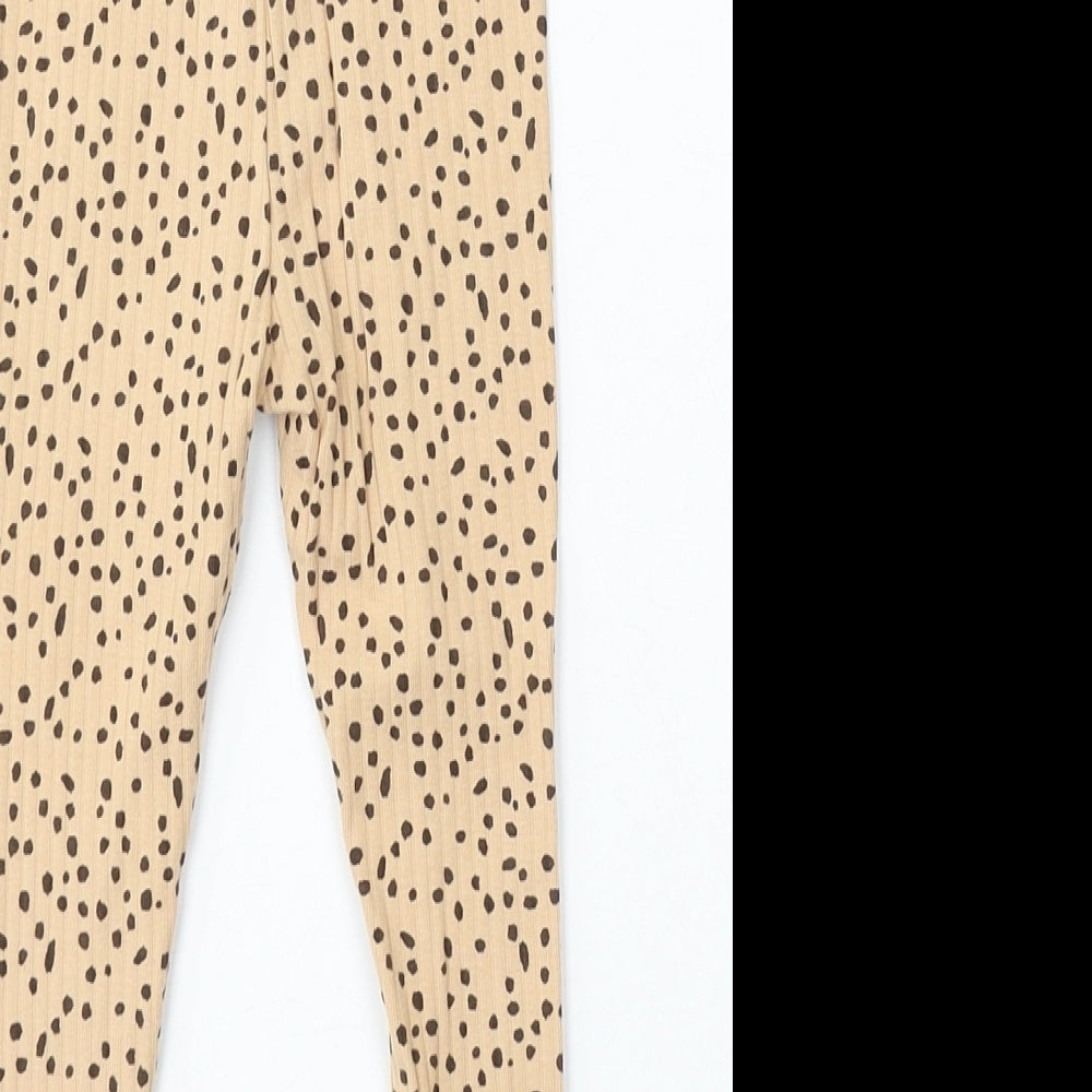 George Girls Beige Animal Print Cotton Jogger Trousers Size 2-3 Years Regular Pullover - Leggings