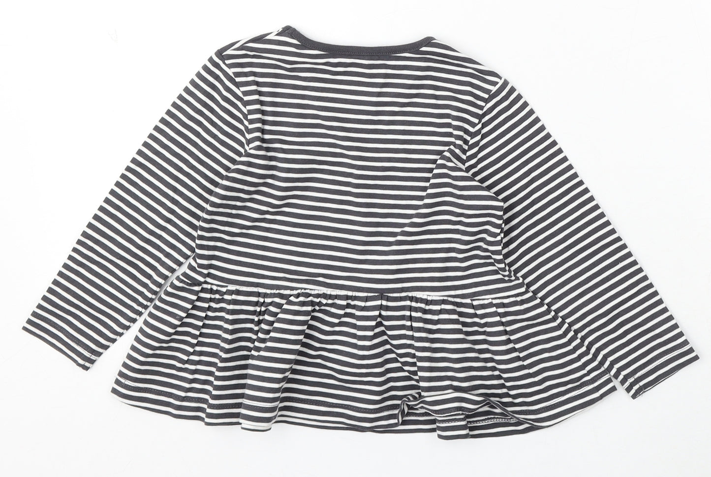 George Girls White Striped Cotton Skater Dress Size 2-3 Years Round Neck
