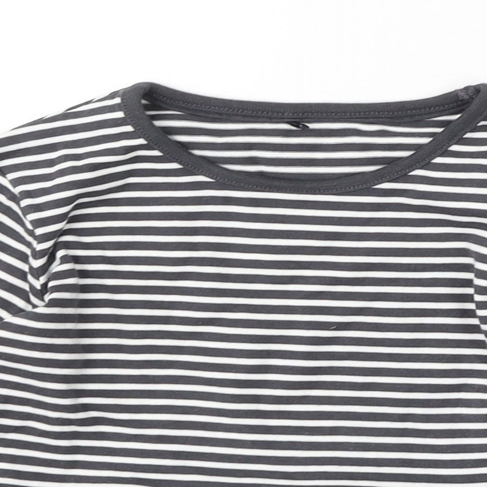 George Girls White Striped Cotton Skater Dress Size 2-3 Years Round Neck