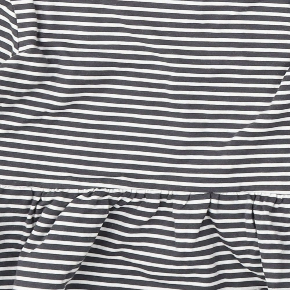 George Girls White Striped Cotton Skater Dress Size 2-3 Years Round Neck