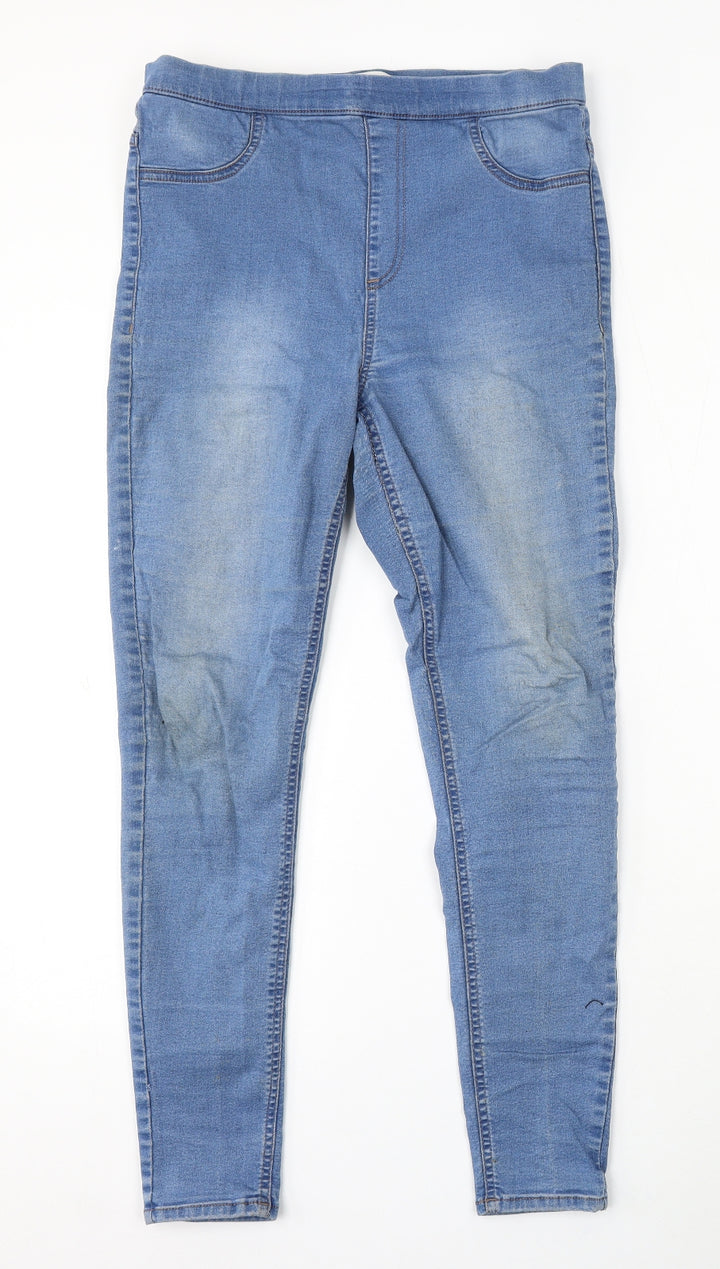 Marks and Spencer Womens Blue Cotton Skinny Jeans Size 12 L28 in Regular