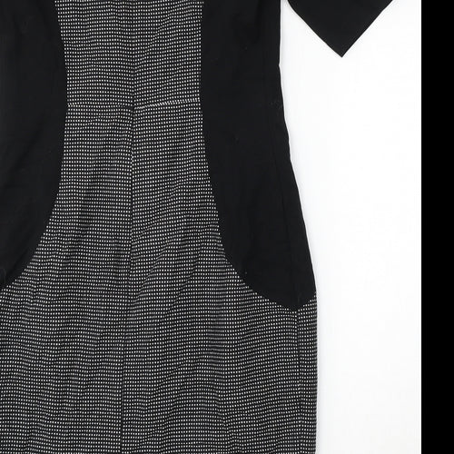 NEXT Womens Black Polka Dot Polyester Bodycon Size M Round Neck