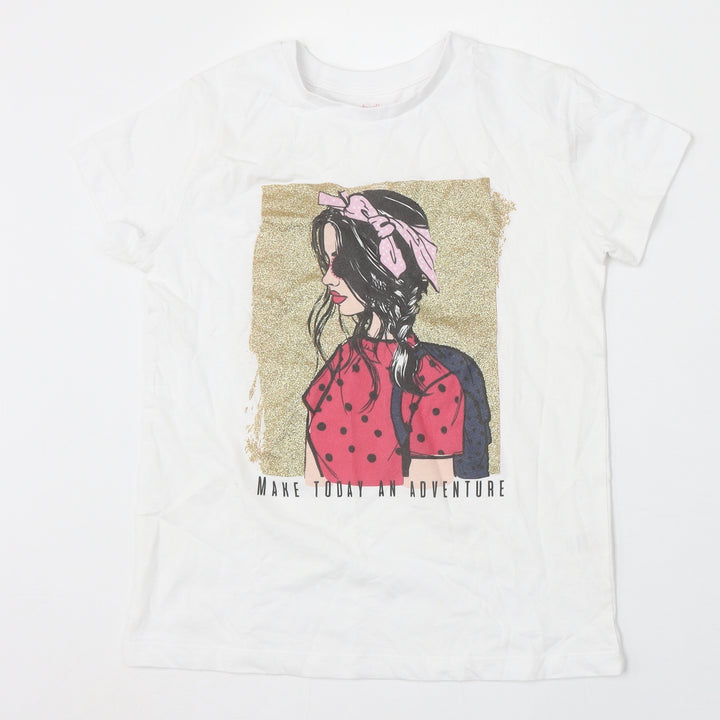 Studio Girls White Cotton Basic T-Shirt Size 8 Years Round Neck - Make today an Adventure