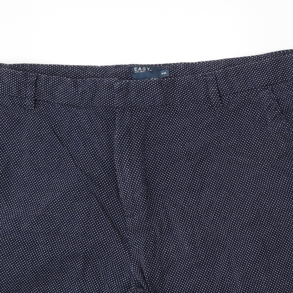 Easy Mens Blue Polka Dot Cotton Bermuda Shorts Size 40 L10 in Regular Button