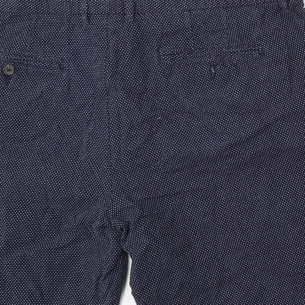 Easy Mens Blue Polka Dot Cotton Bermuda Shorts Size 40 L10 in Regular Button
