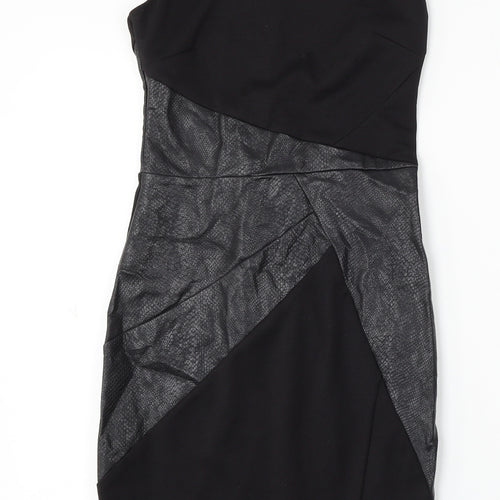Lipsy Womens Black Polyester Bodycon Size 6 Round Neck Zip