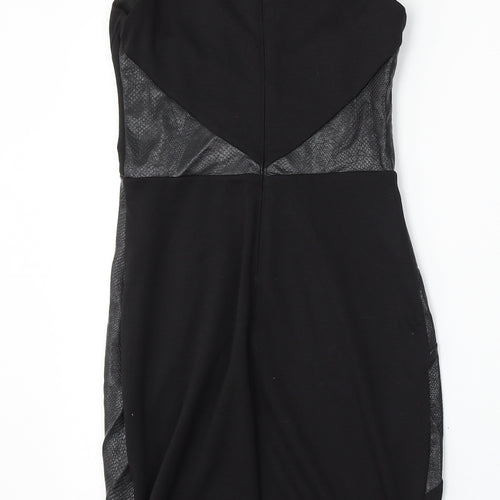 Lipsy Womens Black Polyester Bodycon Size 6 Round Neck Zip