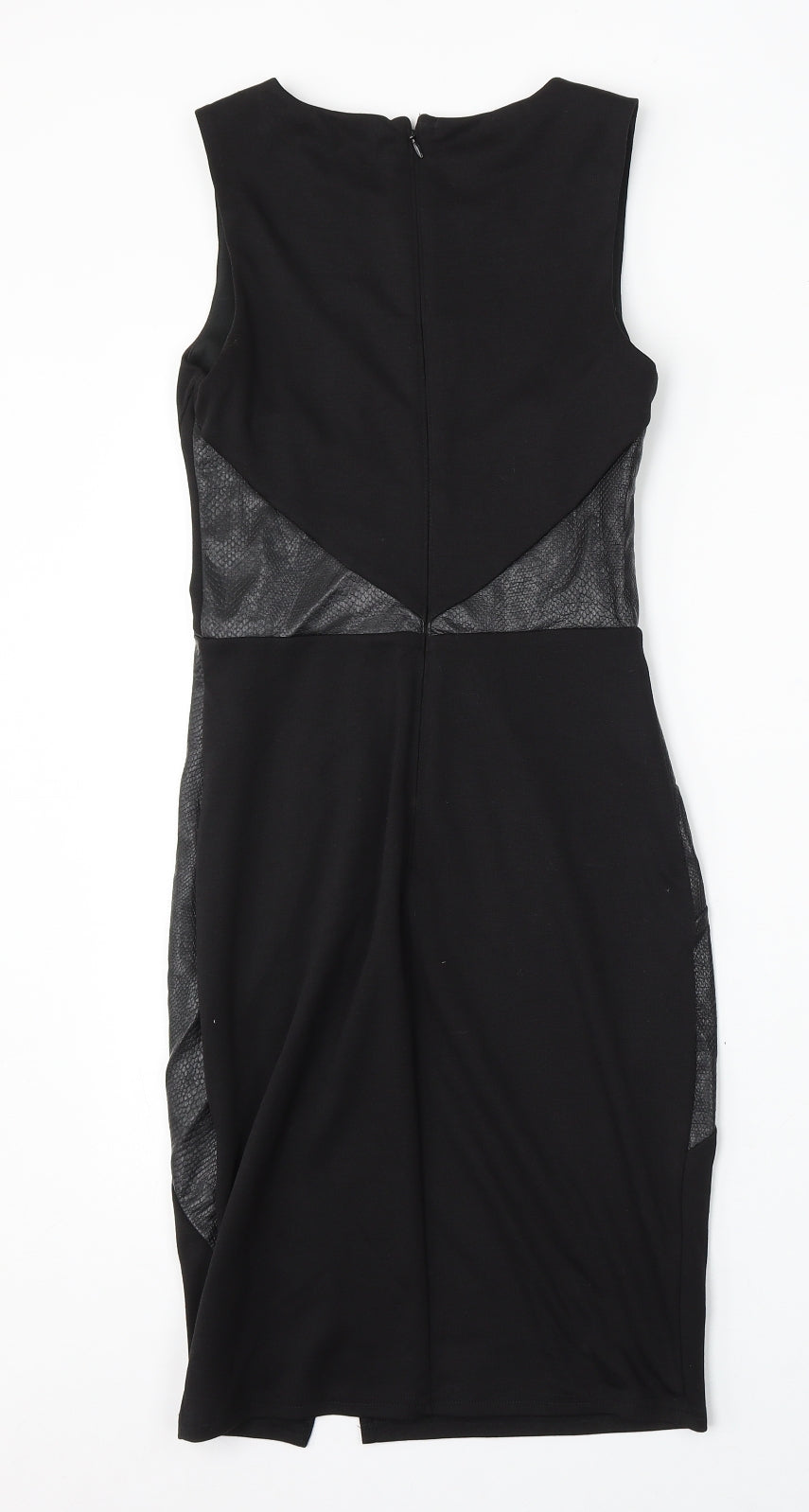 Lipsy Womens Black Polyester Bodycon Size 6 Round Neck Zip