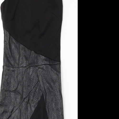 Lipsy Womens Black Polyester Bodycon Size 6 Round Neck Zip