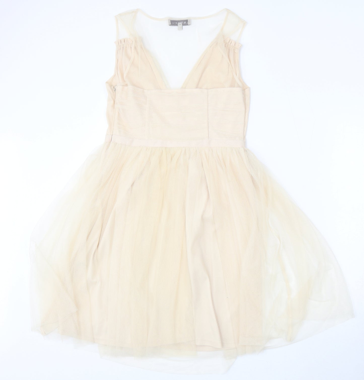 Limited Edition Womens Beige Polyester Skater Dress Size 12 V-Neck