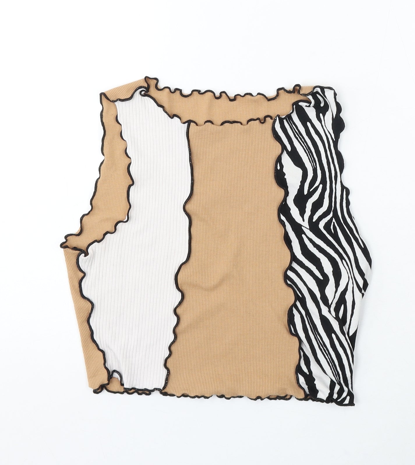 SheIn Womens Multicoloured Animal Print Cotton Basic Tank Size L Round Neck - Zebra Print