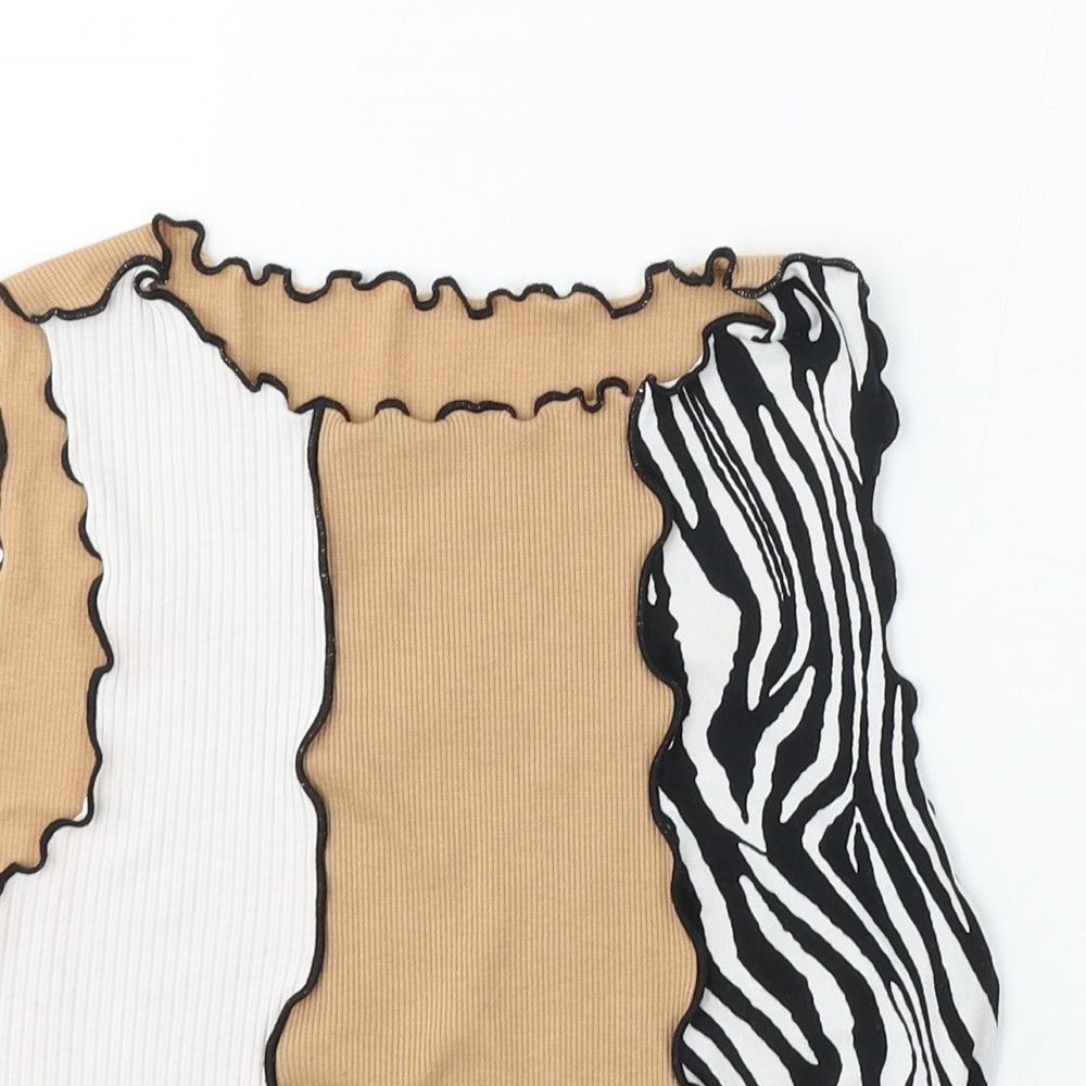 SheIn Womens Multicoloured Animal Print Cotton Basic Tank Size L Round Neck - Zebra Print