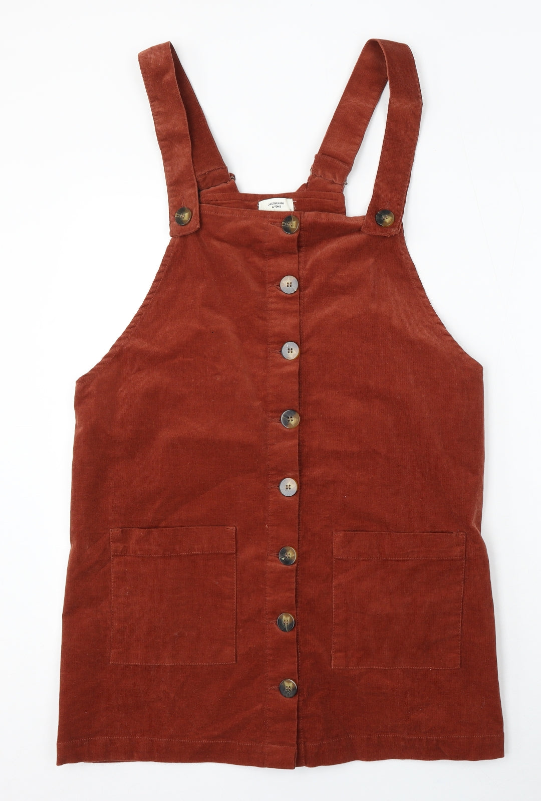 Jacqueline De Yong Womens Orange Cotton Dungaree One-Piece Size 12 Button