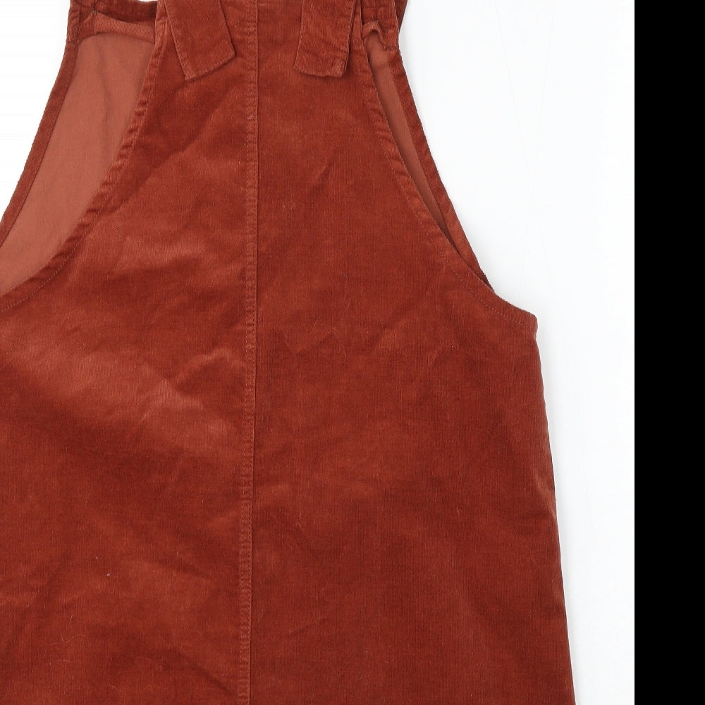 Jacqueline De Yong Womens Orange Cotton Dungaree One-Piece Size 12 Button