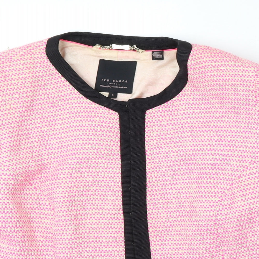 Ted Baker Womens Pink Cotton Jacket Blazer Size 4