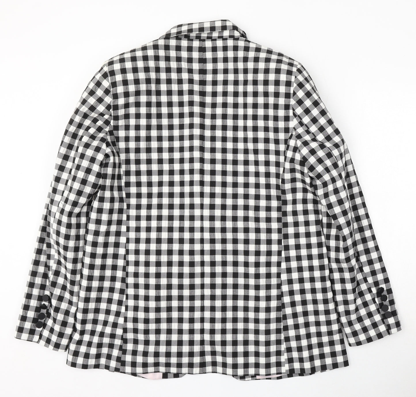 Topshop Womens White Check Viscose Jacket Blazer Size 16